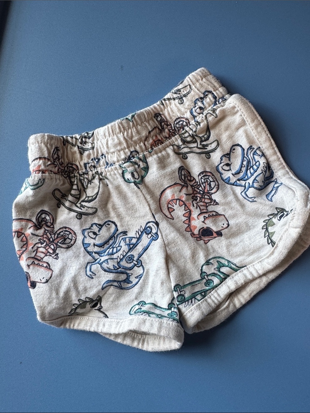 Kids Cream Dino Skate Shorts